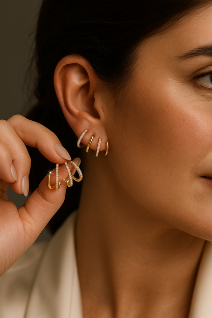 Brincos Quatro Pontas - Banhados a Ouro 18k