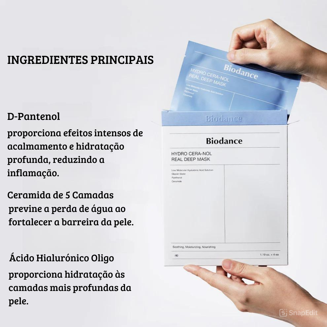 Máscara de hidrogel com Colagénio e peptídeos